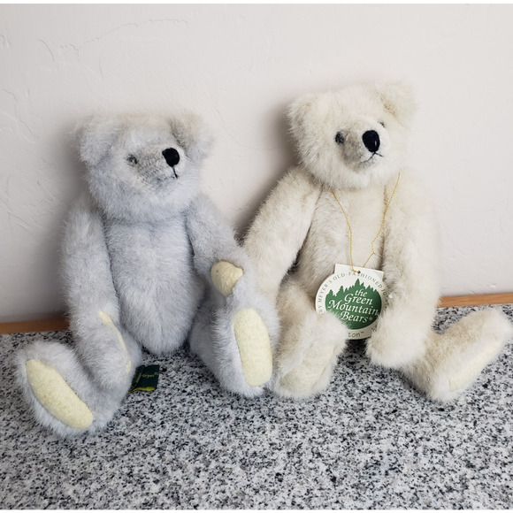 VTG 1993 Mary Meyer Old Fashioned Jointed Green Mountain‎ Teddy Bears Lot of 2 - Picture 1 of 11